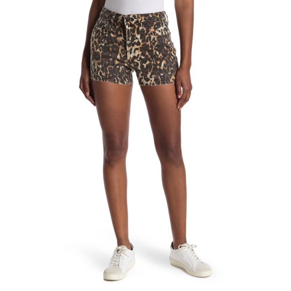Joe's Jeans | NWT Vintage Leopard High Rise Raw Hem 5 Pocket Denim Shorts 24